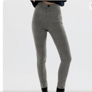 Zara Hi-Rise Legging Dress Pants Green Plaid NWT Women’s Size Small
